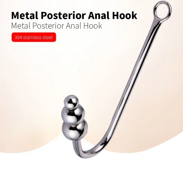 Stainless Steel Anal Hook with Anal Bead Hole Metal Butt Hook Anal Plug - BDSM Adult Sex Toy for Couples & Gay - Image 3