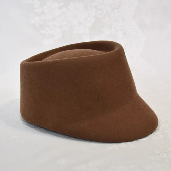 Winter Plain Wool Cap Hats for Women Men Cadet Cap Military Army Style Hat Ring Top Hat with Adjustable Strap - Image 4