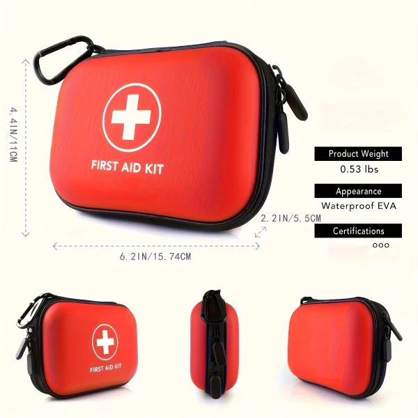 First Aid Kit Complete, 104Pcs Water-Resistant Hard Shell Small Case. Perfect For Travel, Outdoor, Home, Office,Camping, Hiking - Image 2