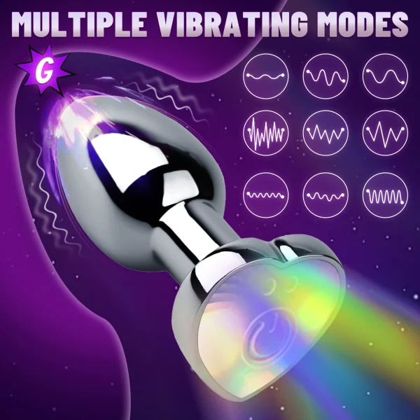Remote Vibrating Heart-Shaped App Control Man and Woman Metal Anal Plug Adult Luminous Electric Anal Dildo Couple Intimate Toys - Image 2