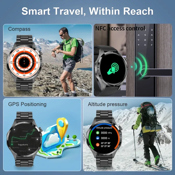2025 For Android GT4 Pro GPS NFC Smart Watch Men 360*360 AMOLED Screen Heart rate Bluetooth Call IP68 Waterproof Man Smartwatch - Image 3