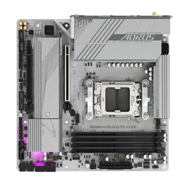 GIGABYTE New B650M AORUS ELITE AX ICE Micro-ATX AMD B650 DDR5 192GB DDR5 8000 (OC) MHz M.2 Wi-Fi 6E Socket AM5 Motherboard - Image 2