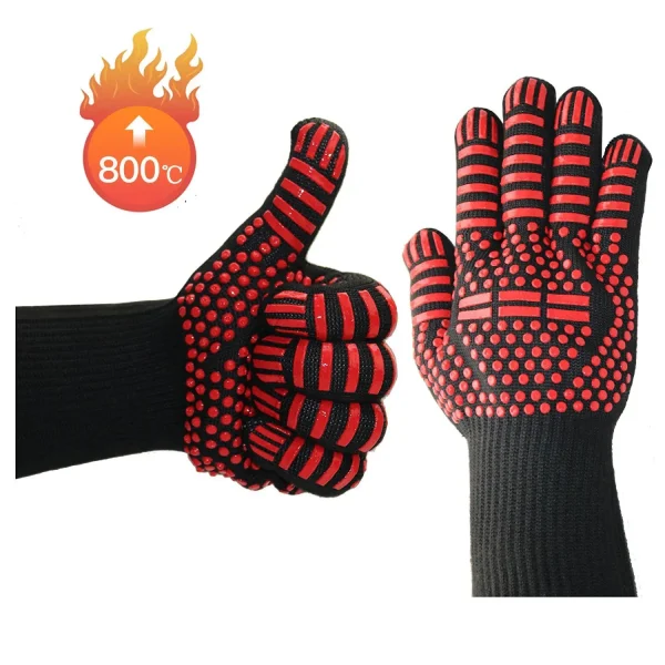 2pcs Fireproof Gloves Barbeque Kevlar 500 Degree BBQ Flame Retardant Fireproof Oven Gloves for Heat Insulation Microwave Oven - Image 5