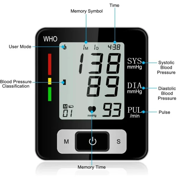 Medical Blood Pressure Monitor High Accurate Wrist Cuff Tonometer Digital Sphygmomanometer Electronic Bp Monitors - Image 5