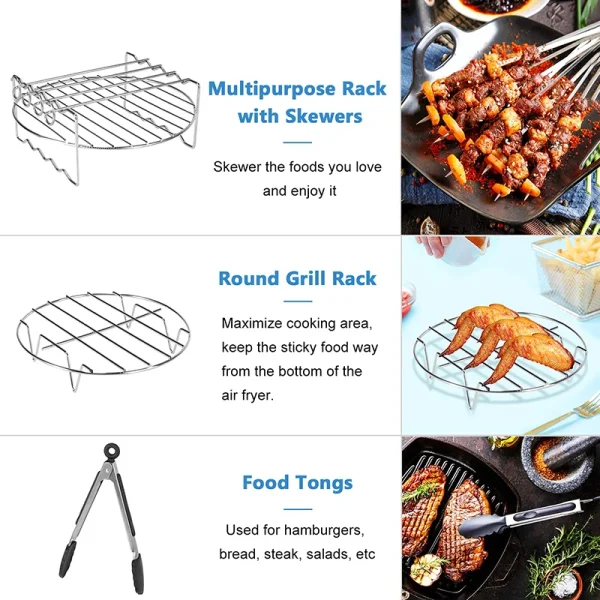 Air Fryer Silicone Shape Basket Tray Set Round Airfryer Grill Rack Accessories Reusable Foldable Bpa Free AirFryer Mold Liner - Image 4