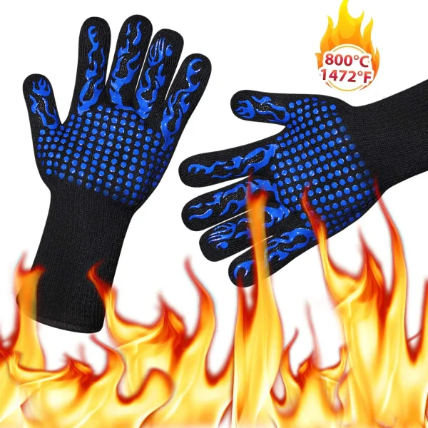 2pcs Fireproof Gloves Barbeque Kevlar 500 Degree BBQ Flame Retardant Fireproof Oven Gloves for Heat Insulation Microwave Oven - Image 3