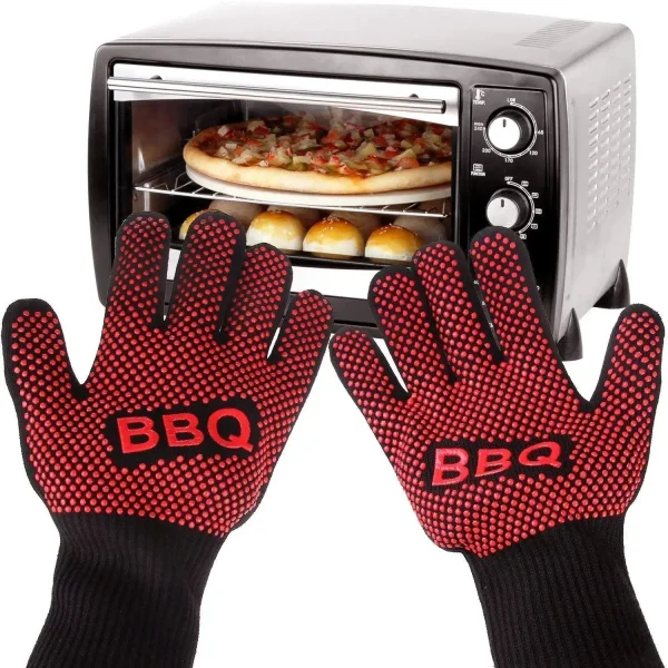 2pcs Fireproof Gloves Barbeque Kevlar 500 Degree BBQ Flame Retardant Fireproof Oven Gloves for Heat Insulation Microwave Oven - Image 2